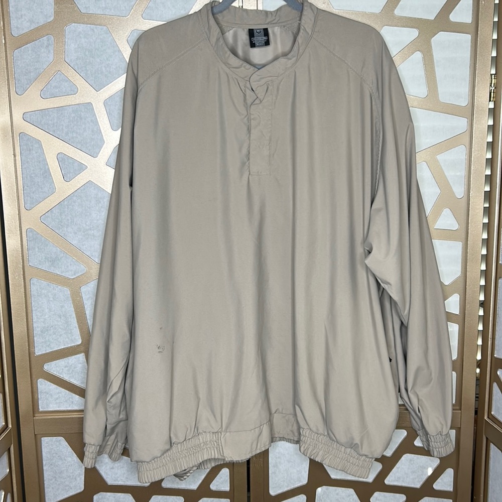 Nike Golf Pullover Windbreaker‎ Jacket Beige Snap Henley Collar Pockets